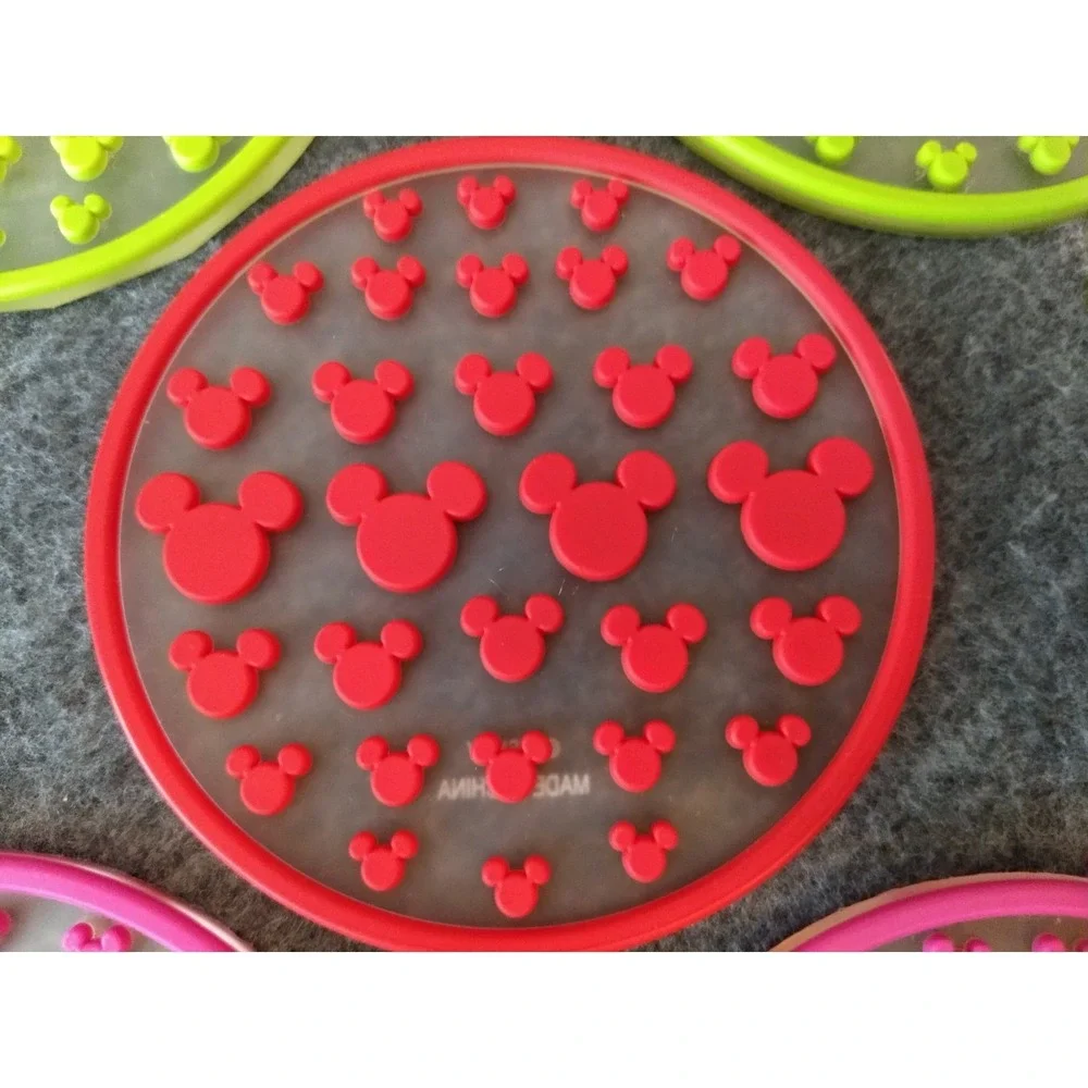 DISNEY Mickey Mouse Silicone Coasters‎ Lot of 5 Mickey Ears 3 Colors Stackable